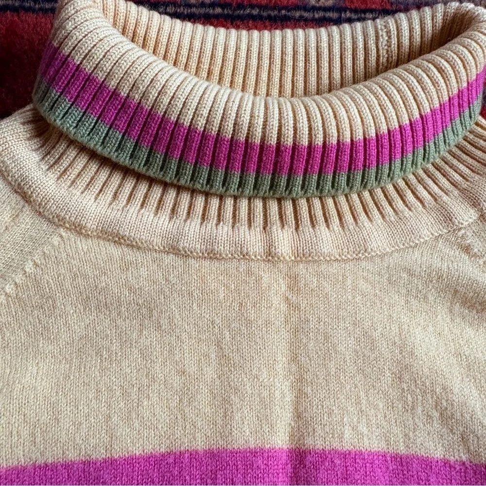Vintage Pendleton Yellow Striped Virgin Wool Turtleneck Sweater